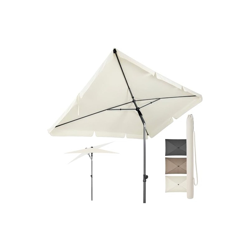 4smile Balcony Parasol Beige 200 x 125 cm with Parasol