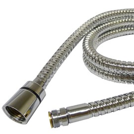 200cm 8mm Bore Stainless Steel Through Bath Shower Hose - BH34-15mm Fine Thread Male to Std Shower Head Connection