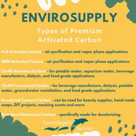 EnviroSupply 12x40 Ultra Pure Prewashed Virgin Coconut Shell Activated Carbon (Water Filtration, Aquarium Cleaning Charcoal) - Resealable 5 Pound Bag (80oz)