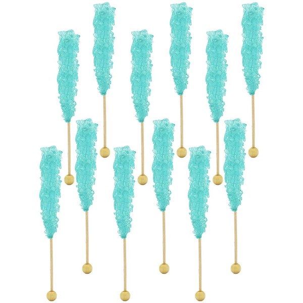 Rock Candy Lollipops Pops Candy Suckers, Color and Flavor Assortment, Individually Wrapped, 6.5" (Cotton Candy, 12-Pack)