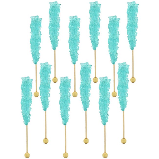 Rock Candy Lollipops Pops Candy Suckers, Color and Flavor Assortment, Individually Wrapped, 6.5" (Cotton Candy, 12-Pack)