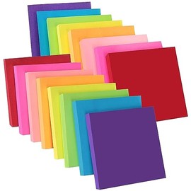 ZCZN Posits de Colores, Pack de 16 Bloc de Notas, 76 x 76 mm Notas Adhesivas,100 Hojas por Bloc, Total de 1600PCS, 8 Colores                          