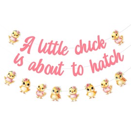 Sursurprise Little Chick Baby Shower Decorations, A Little Chick is About to Hatch Banner, Chicken Banner for Girls Farm Animals Barnyard Party Supplies