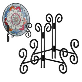 HEMYLU Plate Stand, 6 Inch Metal Plate Stands for Display 2 Pack, Black Iron Easel Stand Decorative Plate Holder for Picture Frame Photo Collectibles Book