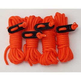 ESW LEISURE Guyline Ropes 4 Pack For Tents Awning Camping Strong Lightweight Paracord Guy Rope With Tensioner Guy Lines Fishing Umbrella Shelter Accessory Caravan Gazebo (Orange 2.4, 2.4 Metre 4 Pack)