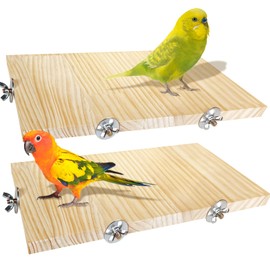 Arfubye 2PCS 13.8x7.9 inches Large Bird Perch Stand Wooden Parakeet Stand Platform Parrot Cage Accessories Rectangle Corner Stand Perch Shelf for Budgie Cockatiel Conure Macaw African Grey Chinchilla