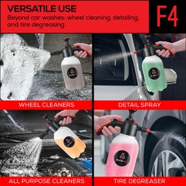 Suds Lab F4 Foaming Pump Sprayer with 70 oz UV Resistant Canister & Ergonomic Handle – Handheld Dual-Action Atomizer Car Foam Sprayer for Detailing, Garden & Home Use