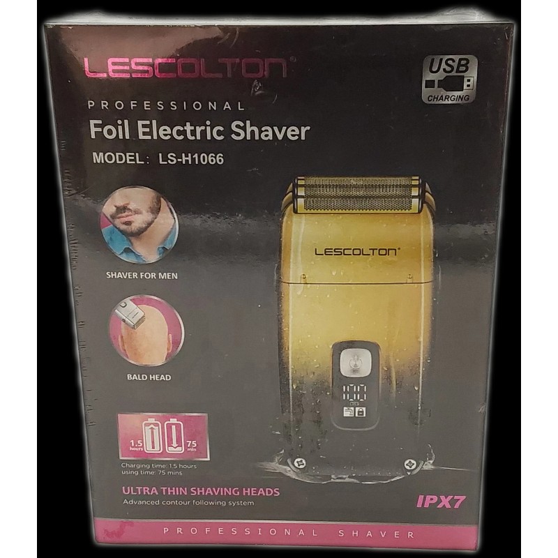 LESCOLTON LS-H1066 Professional Foil Electric Cordless Shaver Wet/Dry Black