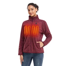 ORORO Women’s Heated Jacket-Full Zip Fleece Jacket with Battery Pack (L, Maroon)