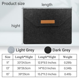 AfitLulu 11/13 Inch Felt Laptop Sleeve Bag with Multiple Compartments, Laptop Bag Protective Case MacBook Bag Ultra Thin Tablet Bag Laptop Sleeve Case for Tablets Laptop (Black, 13 Inches)