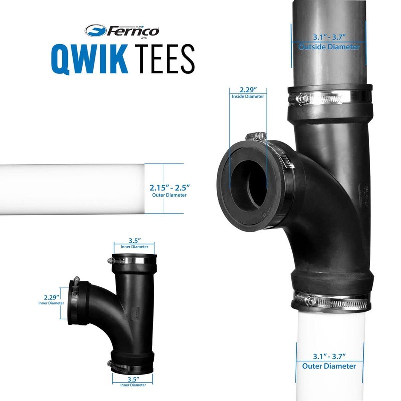 Fernco 3" Flexible PVC Tee Includes Optional 2" Reducer Bushing