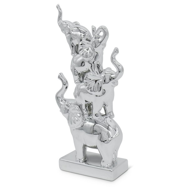FeinKnick Elephant Sculpture "Family Cohesion" in Polished Silver - Decorative