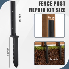 4 Pcs Fence Post Repair Kit, Quick Fix Broken/Wobbly/Tilted Wooden Fences