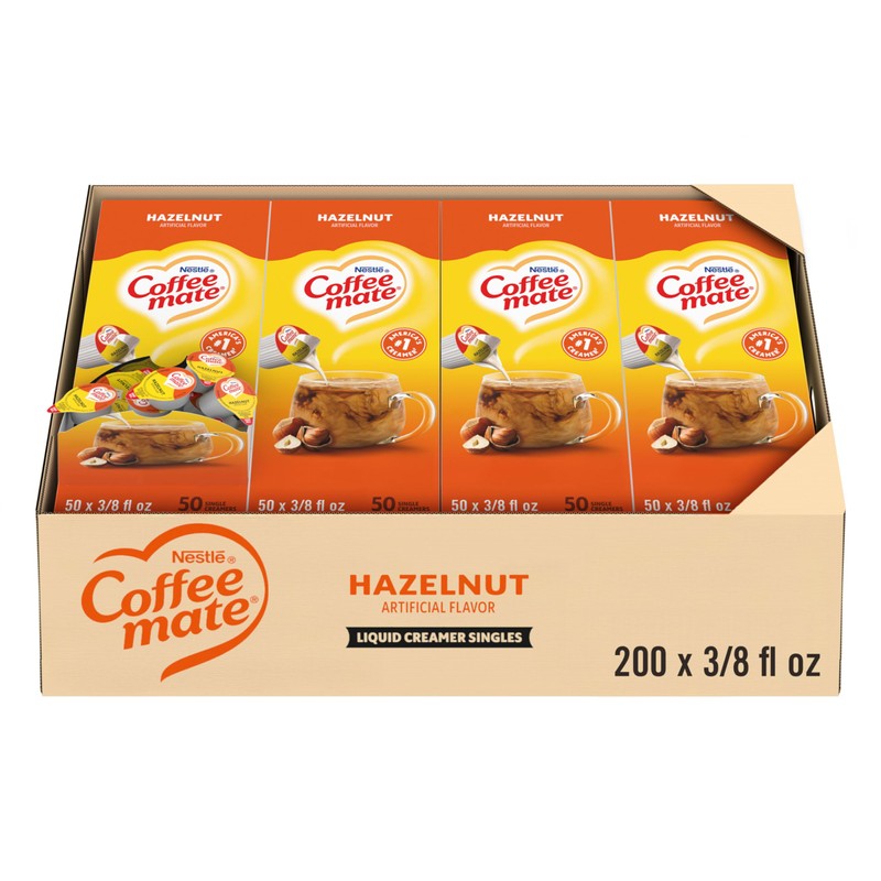 Nestle Coffee mate Coffee Creamer, Hazelnut, Liquid Creamer Singles, Non