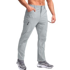 Pudolla Cargo Pants for Men Hiking Pants Lightweight Work Pants for Men with Multi Pockets Light Grey 3XL