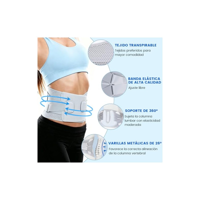 Faja Lumbar Ajustable para Hombres y Mujeres, Transpirables (Medium)