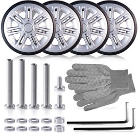 4PCS 62mm Universal Luggage Replacement Wheels 62mm x 23mm,Silentl Rubber Wheels for Suitcase, Wear-Resistant Repair Wheel Kit with Screws (WD-B02S)