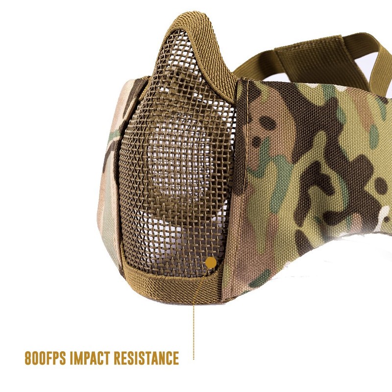 OneTigris Airsoft Mask Foldable Half Mesh Face Mask Face Protection