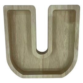 QUINTRA Decorative Wall Wooden Letters with Artificial Succulents Bryophytes Vertical Artificial Garden Pots Living Wall Art Flower Pots (U, One Size)