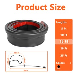 15FT RV Slide Out Rubber Seal, 1” D Bulb and 2” Wiper Seal Combo, Weatherstrip with Adhesive Backing (15 Feet)