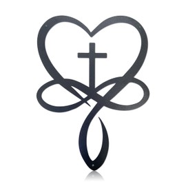 Metal Infinity Heart Cross Wall Decor, Unique Cross Decorative Wall Art, Heart And Love Sign Wall Plaques, Love Gift For Adult Home Wedding, Decor Room Bedroom Living Room Decoration（Black Iron Vein)