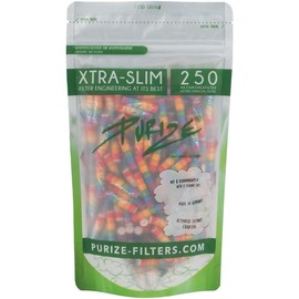 Xtra Slim Filter Tips Bags with Activated Charcoal by Purize (x250)-250pcs-Rainbow