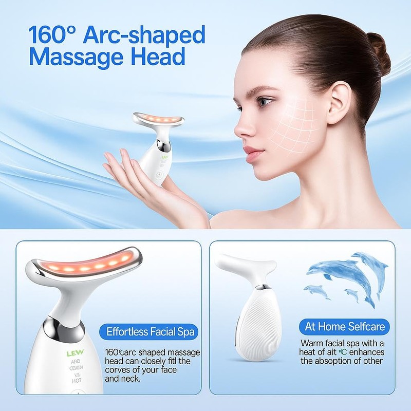 LED Face Massager 7-in-1, EMS Microcurrent Facial & Neck Massager,