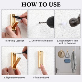 Yuntau 2 Pcs Folding Coat Hooks Wall Mount Heavy Duty Zinc Alloy Foldable Bathroom Towel Hooks for Hanging Coats Hats Key Kitchen Hotel (Square)