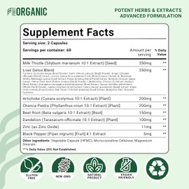FIRSTORGANIC Milk Thistle+ Complex – 1366 mg, Herbal Liver Support Supplement, with Silymarin, Artichoke, Beet Root, Zinc & NAC, Non-GMO, Gluten Free, Vegan, 120 Capsules
