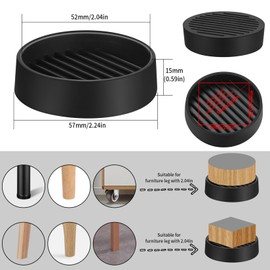 Pack of 8 Furniture Coasters, Diameter 51 mm, Round Rubber Furniture Castor Pad, Non-Slip Pads Stopper for Furniture Castors, Rubber Furniture Gliders, Furniture Pads for Furniture Wheels, Sofa