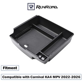 RUNROAD Center Console Organizer Tray Compatible with Kia Carnival KA4 MPV 2022 2023 2024 2025 2026 Accessories, Armrest Storage Organizer Tray Coin Holder Secondary Storage Box, Black Line