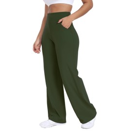 ESOFT Wide Leg Pants Women High-Waisted Yoga Work Dress Pants, Casual Sweatpants, Petite/Regular/Tall Olive