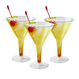 6 Ounce Martini Glasses, Disposable Clear Plastic Cups for Wedding, Birthday & All Occasions, Fancy Premium Heavy Duty Goblets, 192 pcs