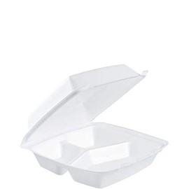 DART DART 85HT3R Med Perforated 3 Comp Foam Hinged Container, 8.5 Inches (Case of 200), original version,White