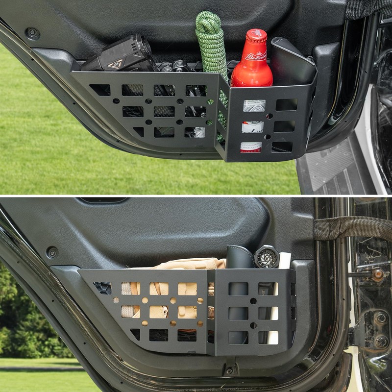 Metal Rear Door Storage Pockets Compatible with 2018-2025 Jeep Wrangler