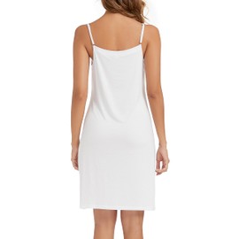 Xuepelit Women's Sexy Nightdress Summer Underskirts Spaghetti Strap Sexy Negligee Full Slip Spaghetti Straps Dress, B-white