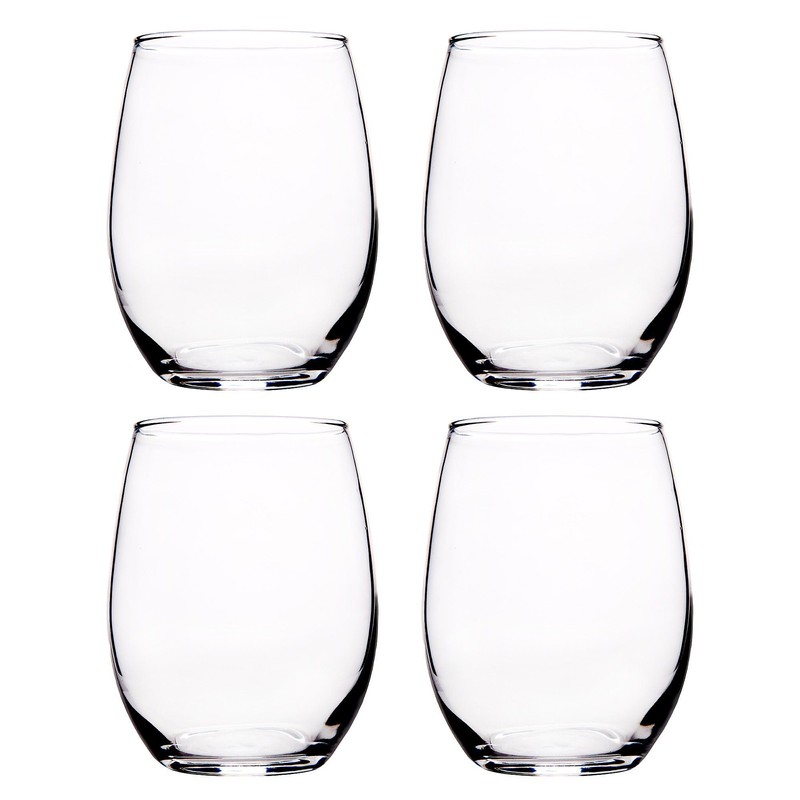 Home Essentials Stemless Red Wine Glass (Set of 4), Black