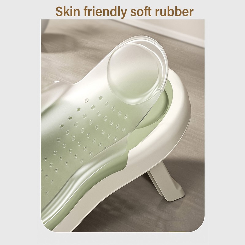 Foldable Baby Bath Support with Thermometer Slip Resistant Ergonomic Infant