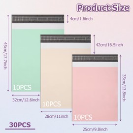 Wanxida 30pcs Colored Mailing Bags Vinted Parcel Bags, Waterproof and Non-Transparent Padded Shipping Bags for Clothing, Boxes and Other Products (3 Sizes)