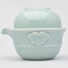 Tenka Tea Line Chinese Teaware Kaidoku Cup (Blue Brother Kiln Powder), Long Diameter 4.3 x Short Diameter 3.7 x Height 2.6 inches (110 x 95 x 65 mm)