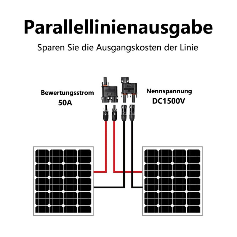 HandGold 1500V DC Solar Y Connector, 2-Way Distributor, IP68 Waterproof