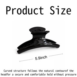 2Pc 6 Inch Extra Large Jumbo Claw Clip for Women Girls, Non-Slip Strong Hold Acrylic Big Hair Claw, Oversized Curved Design for Thick Long Hair