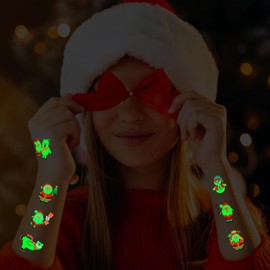 Awinway Luminous Christmas Tattoos Children - 120 Pieces Christmas Temporary Tattoo Stickers for Boys Girls, Christmas Party Favours Children Stocking Stuffers and Gifts 10 Sheets