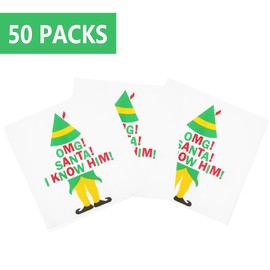 OMG Santa I Know Him Napkins, Elf Christmas Decorations, Funny The Elf Movie Decorations, Grinch Elf Christmas Decorations, ZJ Christmas Party Decorations, (5 x 5 In, 50-Pack)