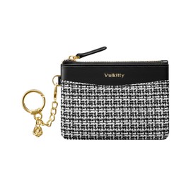 Vulkitty Small Purses for Women with Keychain, Mini Coin Pocket, Slim Ladies Wallet, RFID Shielding Credit Card Purse, black, Minimalist