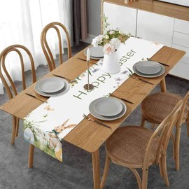 Vgvgaj Easter Bunny Tablecloth - 72 inches Long Spring Bunnies Table Cloth | Seasonal Spring Bunnies Table Cloth, Exquisite Seasonal Spring Farmhouse Table Cloth for Kitchen
