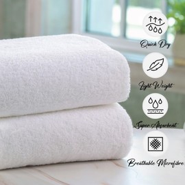 Organix 4 Pack Bath Towels 30x60 Inches, Hotel & Spa Quality 100% Cotton Soft Lightweight and Highly Absorbent Quick Drying Hotel Towels, Gym, Spa, Saloon Perfect for Daily Use - White