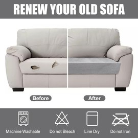 Teynewer Sofa Seat Cushion Cover, Sofa Cushion Slipcovers Stretch Velvet, Universal Non-Slip Couch Cushion Covers Replacement for Individual Cushion with Elastic Bottom (1 Seater, Light Grey)