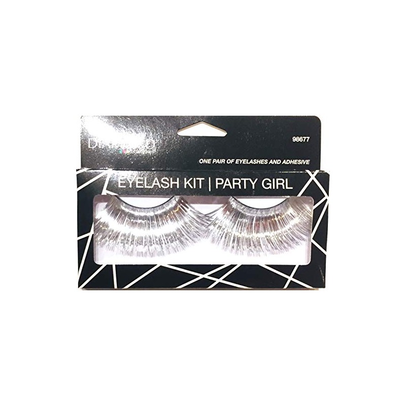 Diamond Eyelash Kit/Party Girl Long Silver metallic and adhesive