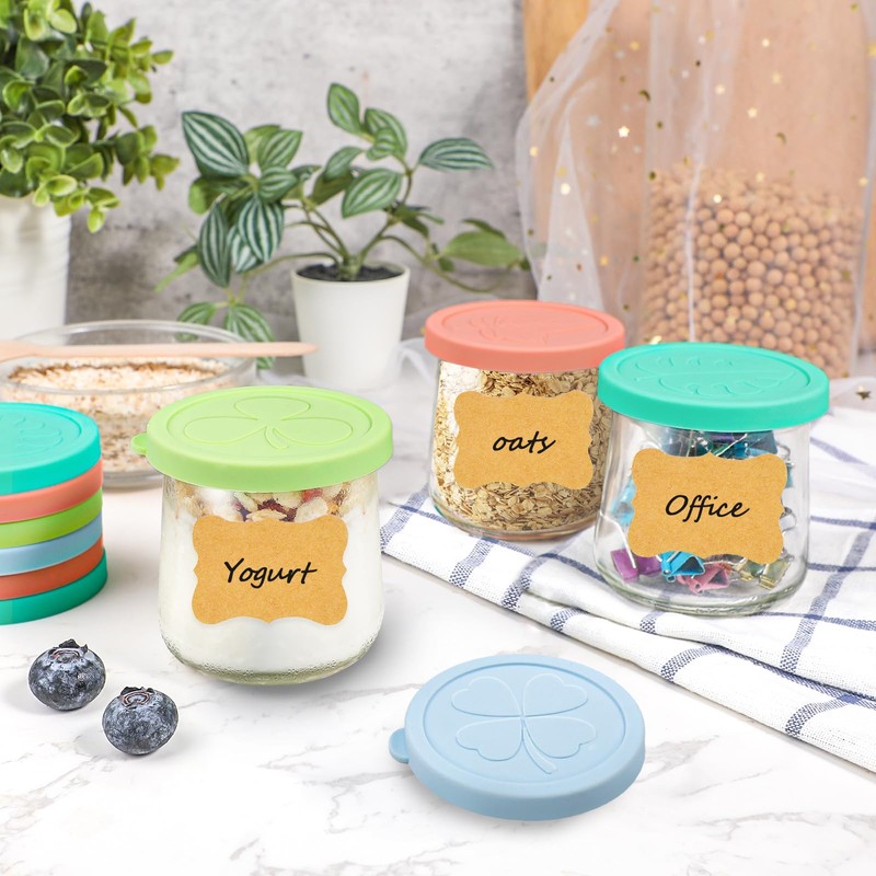 Kamehame Oui Yogurt Jar Lids, 12 Pack Silicone Colorful Cover